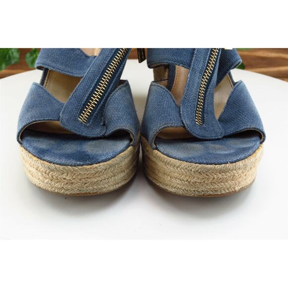 Michael Kors Sz 6.5 M Blue Gladiator Fabric Women Sandals - Picture 2 of 7